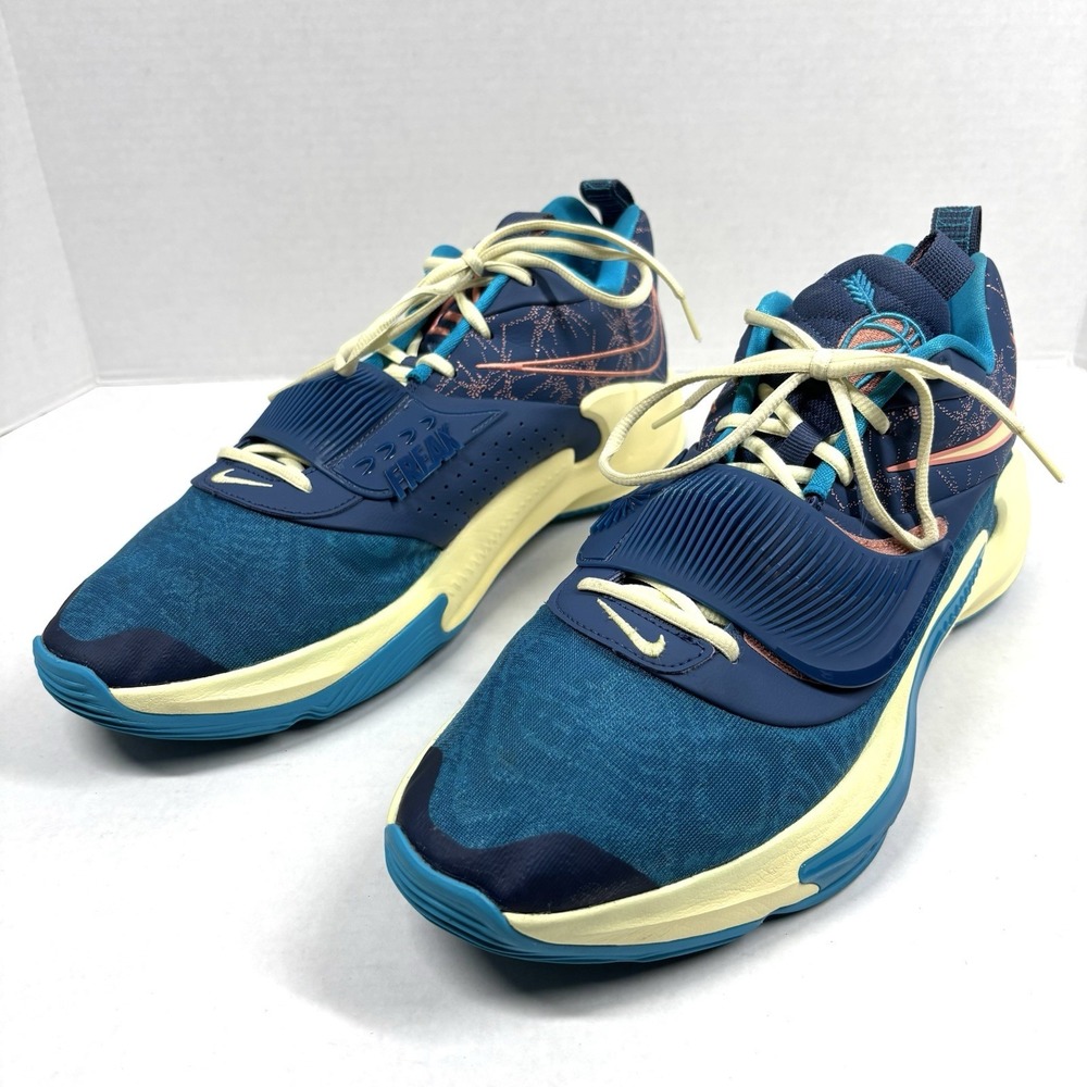 Nike Zoom Freak 3 NRG Mens 15 Giannis Blue Citron Valentines DH7347-900 EUC - Picture 7 of 7
